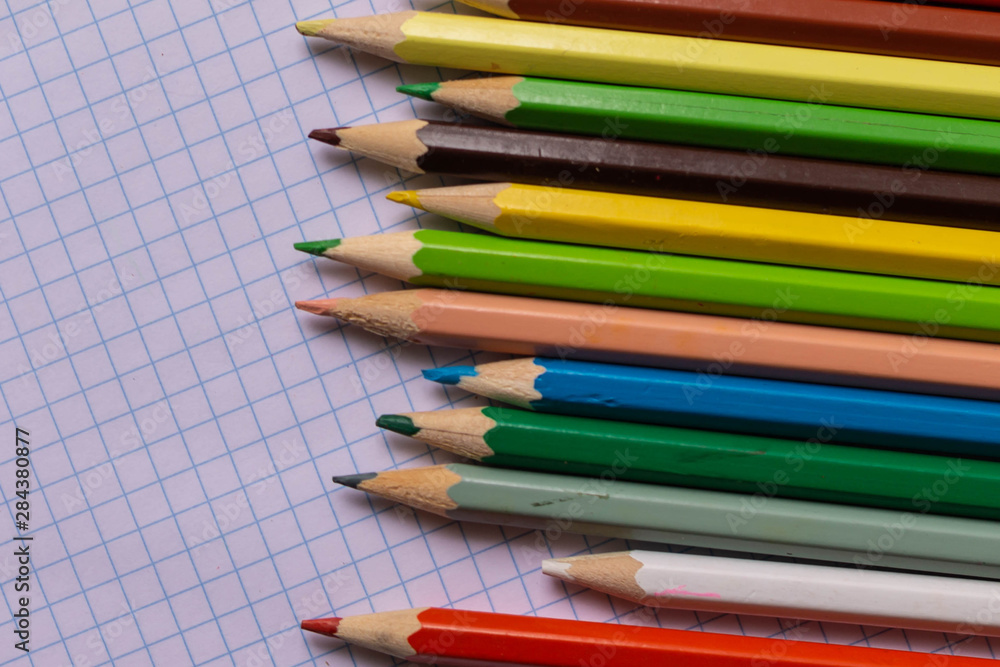 color pencils on a light background to school, beginning of the school year color pencils on a light background to school, beginning of the school year