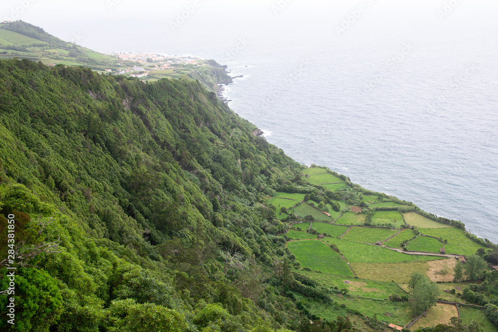 Coast view of Fajazinha , Flores Island,  Azores, Portugal