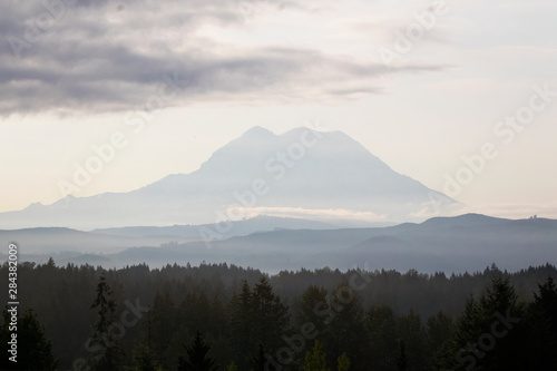 Foggy mountain rising above the valley © Patricia Thomas 