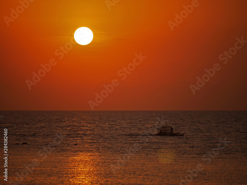 Philippines  Western Visayas  Capiz  Roxas  Olotayan  outrigger at sunset