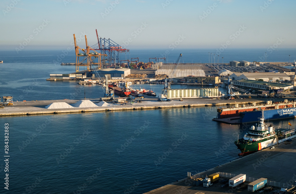 Panoramic view over the Malaga port