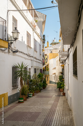 Typical old town street in Marbella, Costa del Sol, Andalusia, Spain, Europe