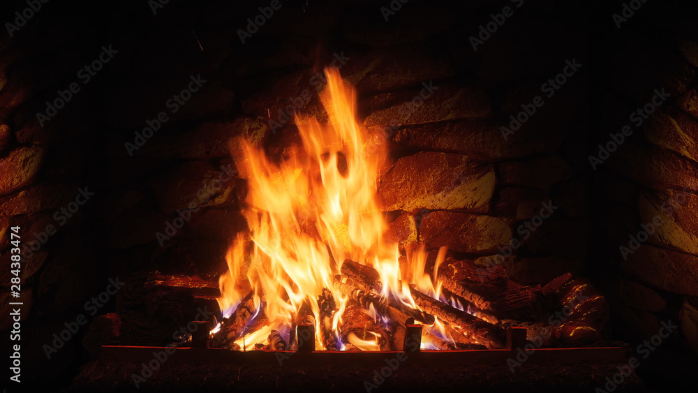 Fire from the fireplace in the house Fire from the fireplace in the house
