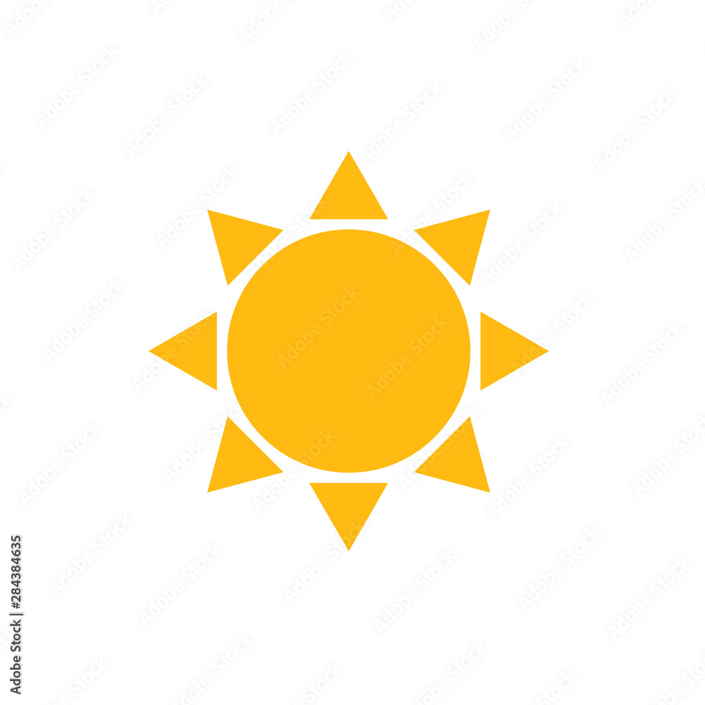 Sun Icon. Yellow Simple Design Vector Illustration