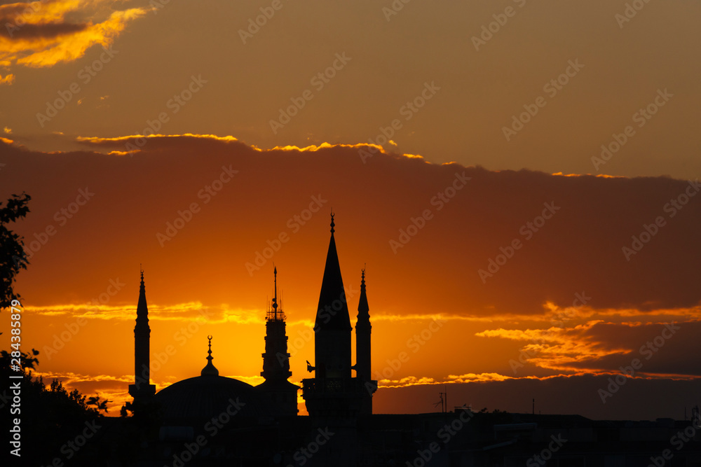 Silhouette of Blue Mosque, Istanbul, Turkey