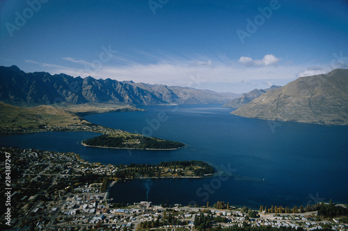 New Zealand, Queenstown, View of Lake Wakatipu