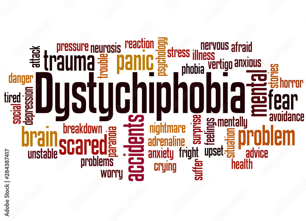 Dystychiphobia fear of accidents word cloud concept Dystychiphobia fear of accidents word cloud concept