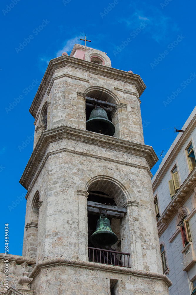 Cuba. Havana. Old Havana. Cathedral of the Virgin Mary of the Immaculate Conception, 1777. Bell tower.