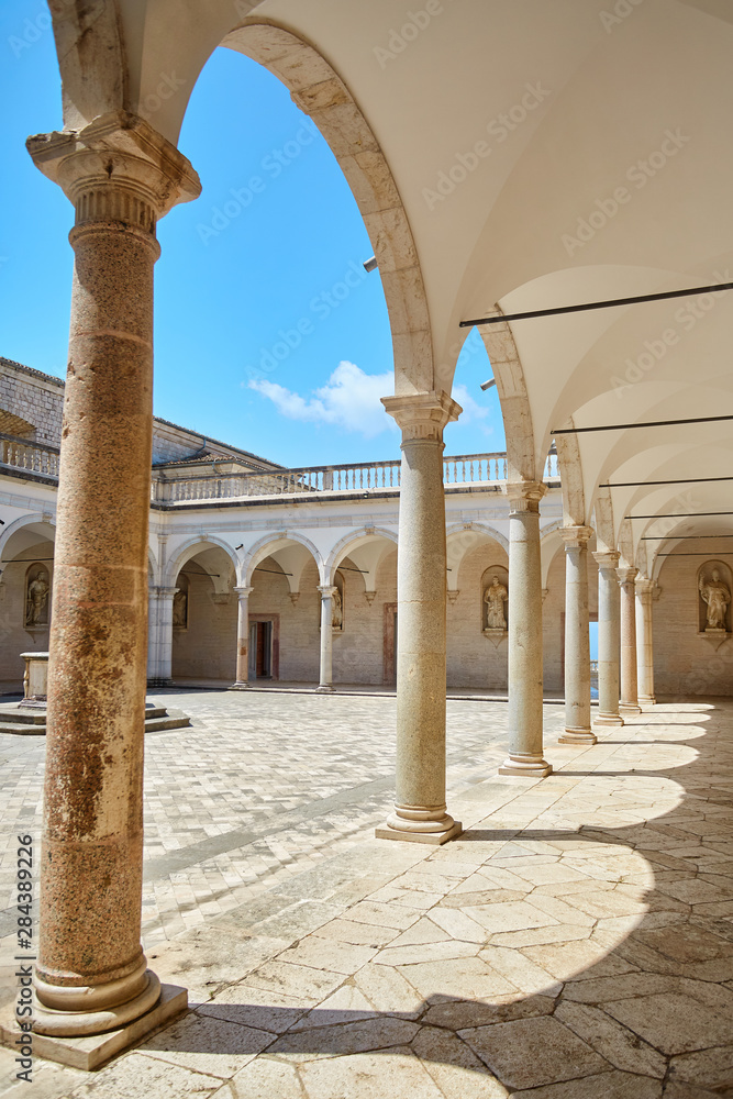 courtyard of the monastery with columns