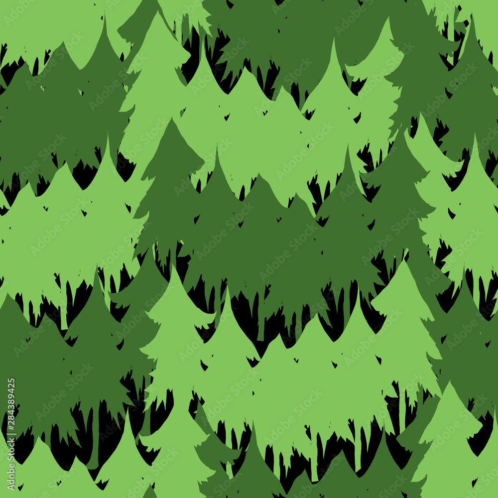 Seamless pattern of cartoon green fir forest Seamless pattern of cartoon green fir forest