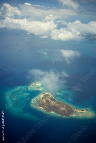 Caribbean: Puerto Rico, aerial view East of Puerto Rico of Culebrita Island