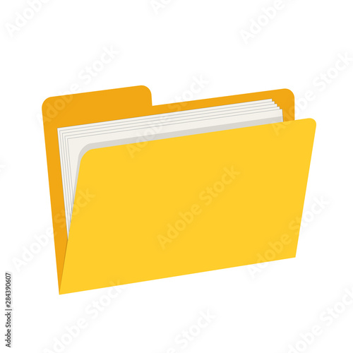 Yellow web computer folder with documents for design on white, stock vector illustration