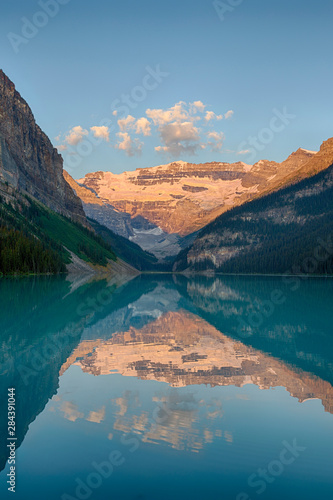 Canada, Banff National Park, Lake Louise, with Mount Victoria and Victoria Glaciers