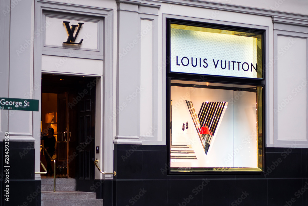 View at Louis Vuitton shop in Sydney, Australia. Louis Vuitton is