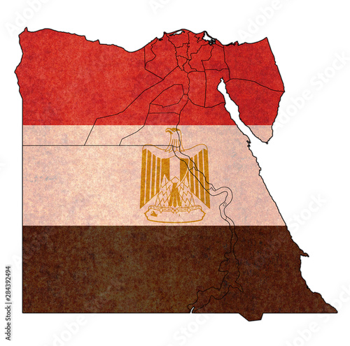 flag of egypt on admistration map photo