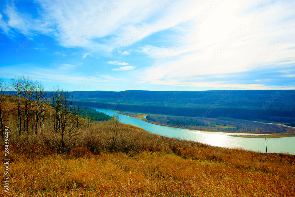Peace River Valley, site of the proposed Site C Dam, the third on this river, now hotly protested by environmental and First Nation groups.