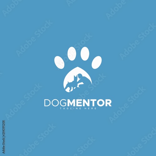 dog mentor logo design negative space