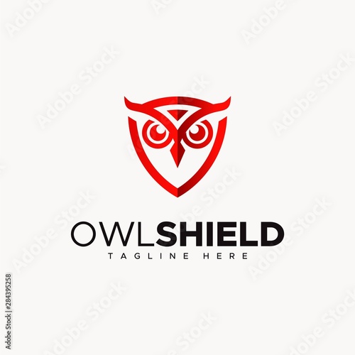 owl shiled logo design unique