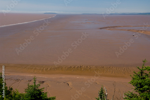 Canada, New Brunswick, Hopewell Cape, Bay of Fundy. Daniel Flats, view of mud flats at mid-tide.