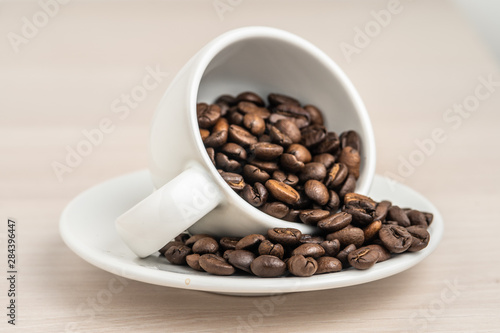 cup of coffee with beans