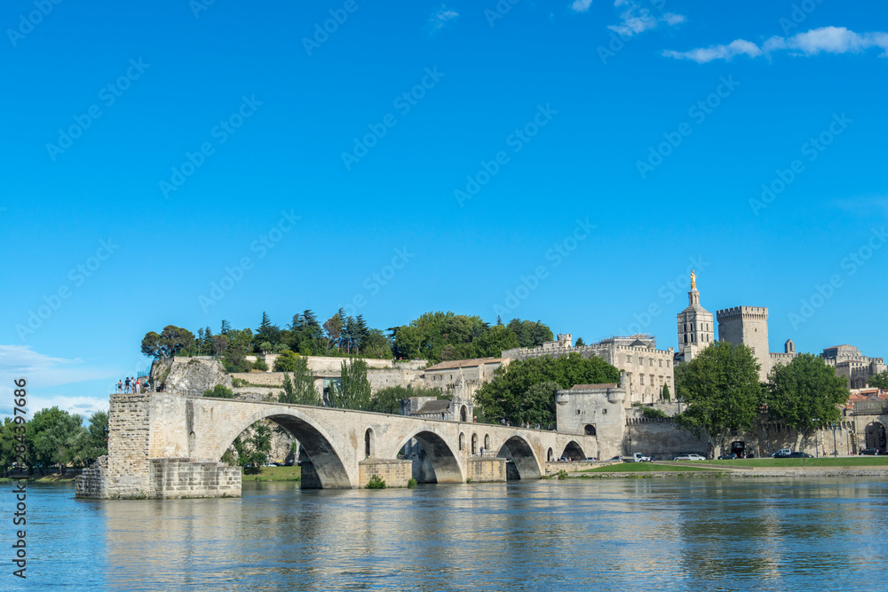 Avignon Bridge and Pope's Palace, Avignon, Provence, France, Europe