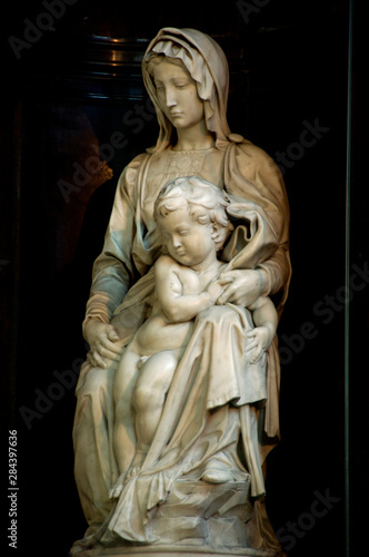 Belgium, Brugge (aka Brug or Bruge). Church of Our Lady (13th-15th century). Michelangelo's masterpiece sculpture of Madonna & Child. © Cindy Miller Hopkins/Danita Delimont