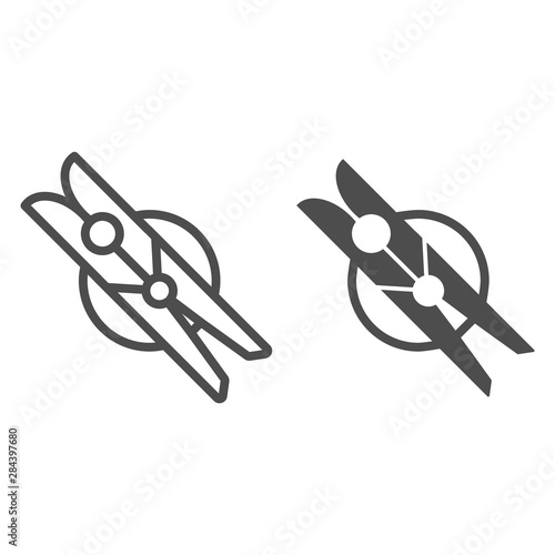 Clothes peg line and glyph icon. Laundry pin vector illustration isolated on white. Laundry clip outline style design, designed for web and app. Eps 10.