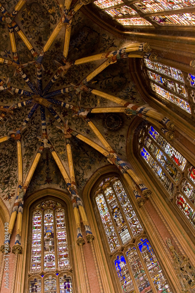 Belgium, Liege, vaulted ceiling in church.