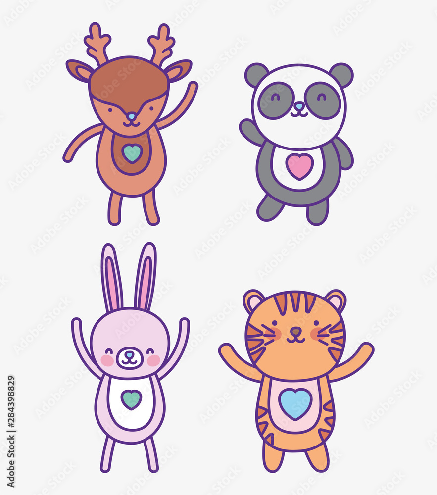 cute animals cartoon flat design