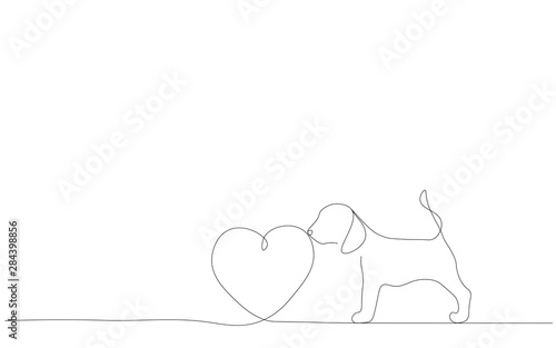 Puppy beagle dog love, vector illustration