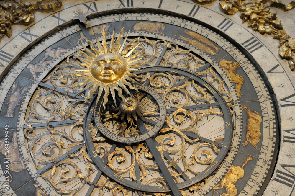 France, Rhone-Alpes, Lyon. Lyon astronomical clock, Cathedrale Saint-Jean-Baptiste