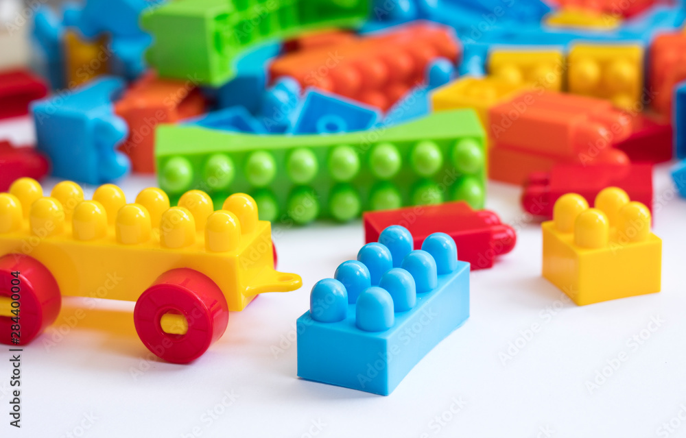 Plastic toy blocks on white background Plastic toy blocks on white background