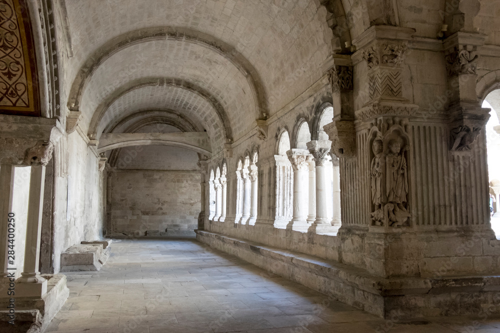 France, Arles, Abbey of Saint Peter of Montmajour, Benedictine order, established in 949 AD. Cloister area.