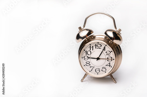 old alarm clock isolated on white background, design