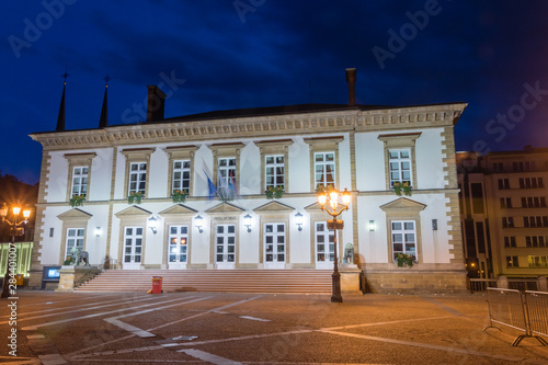 Luxembourg City Hall located on Place Guillaume II at night. photo