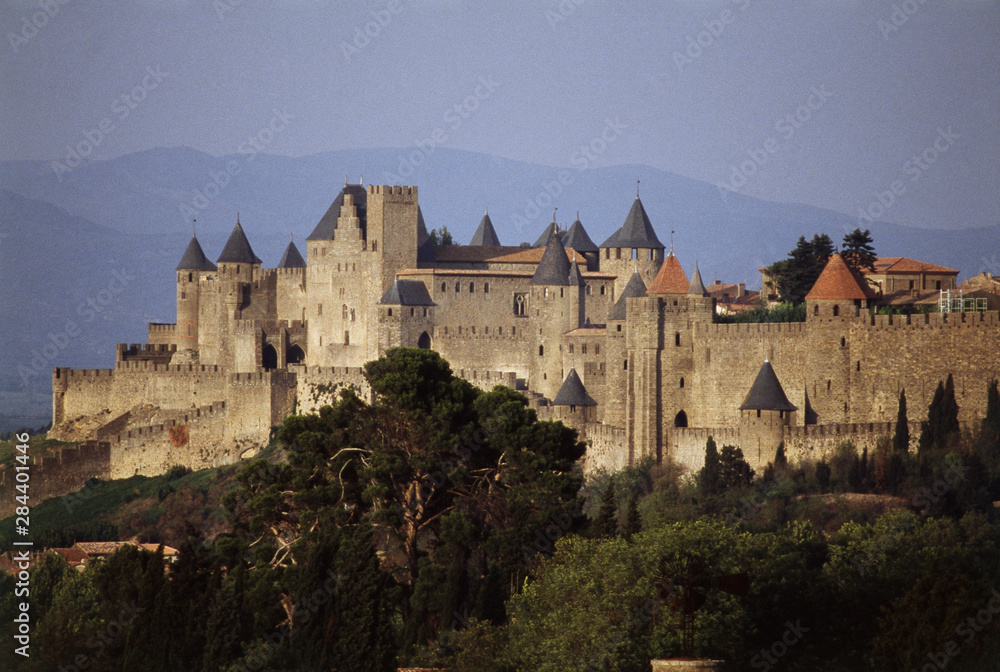 France, Languedoc, Carcassonne, Medieval castle