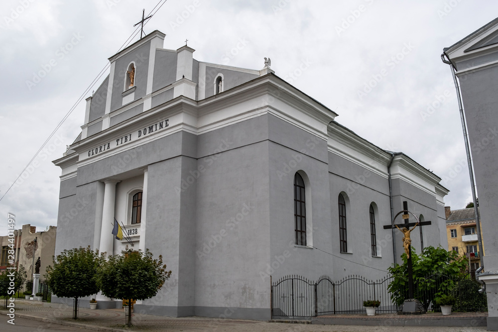 Catholic Church of St. John of Nepomuk in Dubno, Rivne region, Ukraine. August 2019