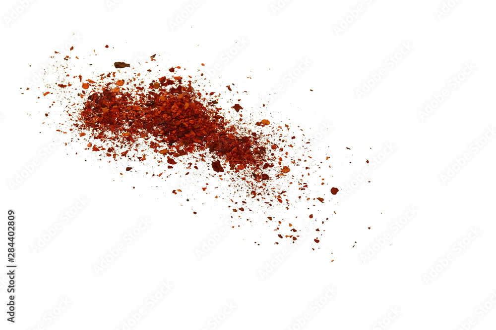 Cayenne pepper. Pile crushed red cayenne pepper, dried chili flakes and seeds isolated on white background Cayenne pepper. Pile crushed red cayenne pepper, dried chili flakes and seeds isolated on white background