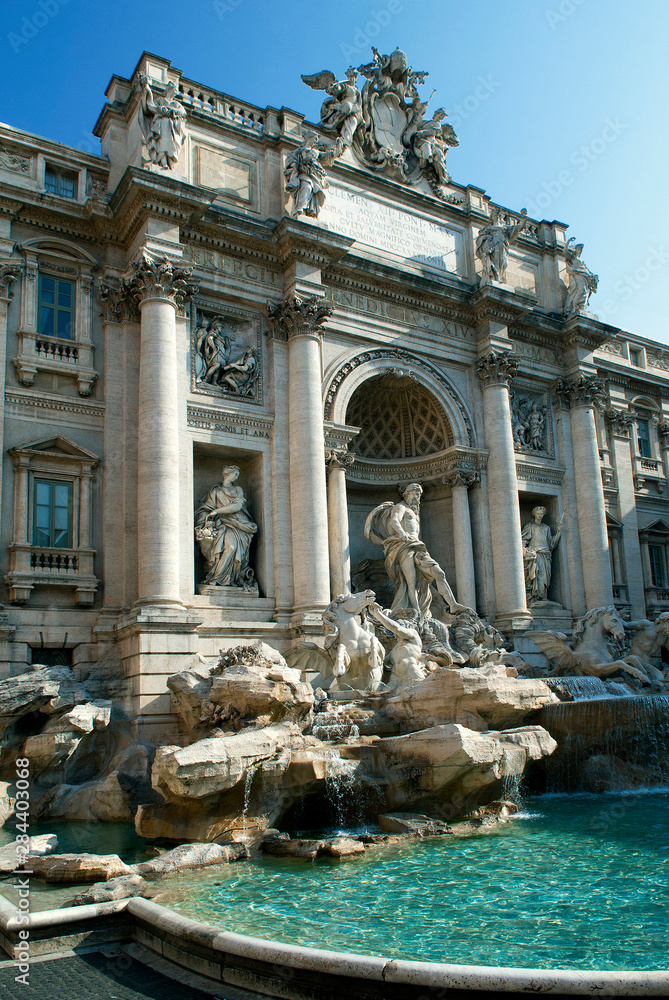 Italy, Rome. Trevi Fountain is one of the most famous Baroque fountains in the world.