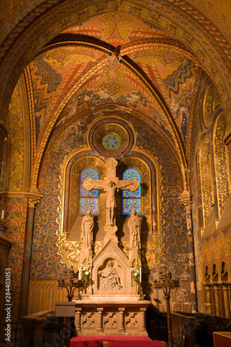 Gothic style Matyas Church, Castle Hill, Bude side of Central Budapest, Capital of Hungary, Europe