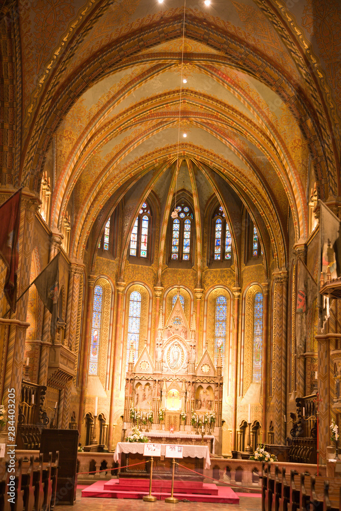 Naklejka premium Gothic style Matyas Church, Castle Hill, Bude side of Central Budapest, Capital of Hungary, Europe