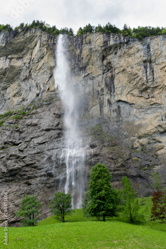 Staubbach fall in Interlaken, valley Switzerland