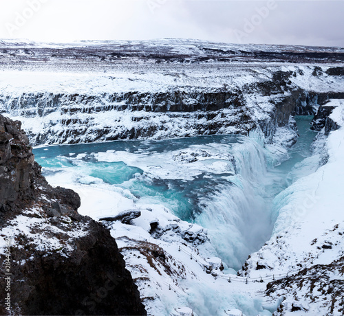Iceland, Golden Circle, Gullfoss. Gullfoss Waterfall in winter.