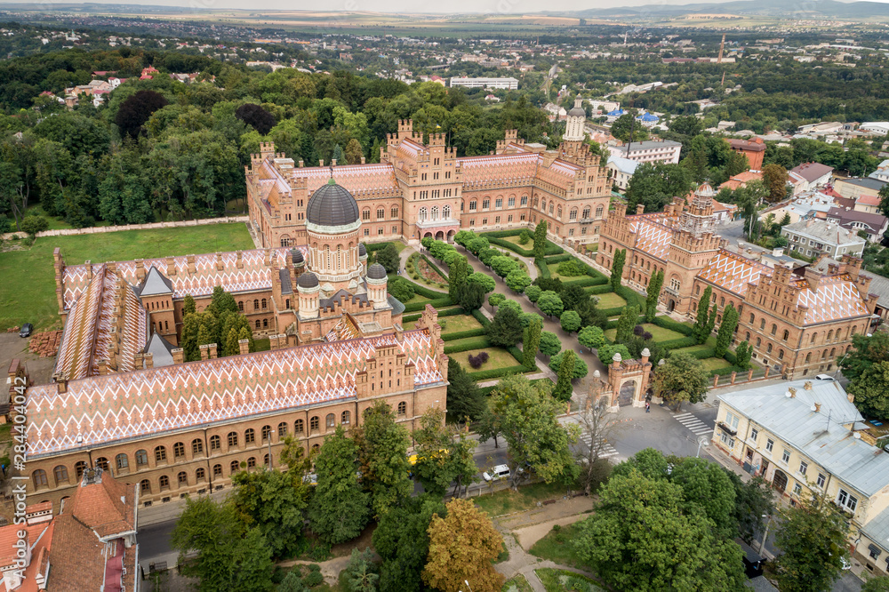 Aerial view of Yury Fedkovych national University in Chernivtsi, Ukraine
