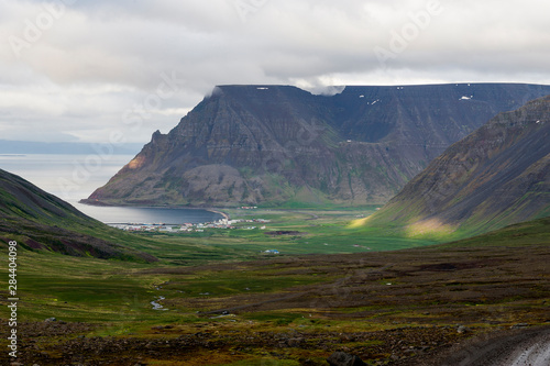 Iceland, Westfjords, Isafjaroardjup. View of the countryside near Isafjordur.