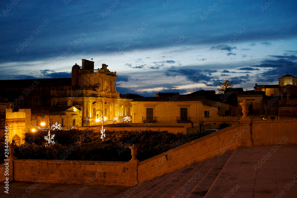 Italy, Sicily, city of Noto. UNESCO World Heritage Site. The historical part of the city is built in soft tufa stone.