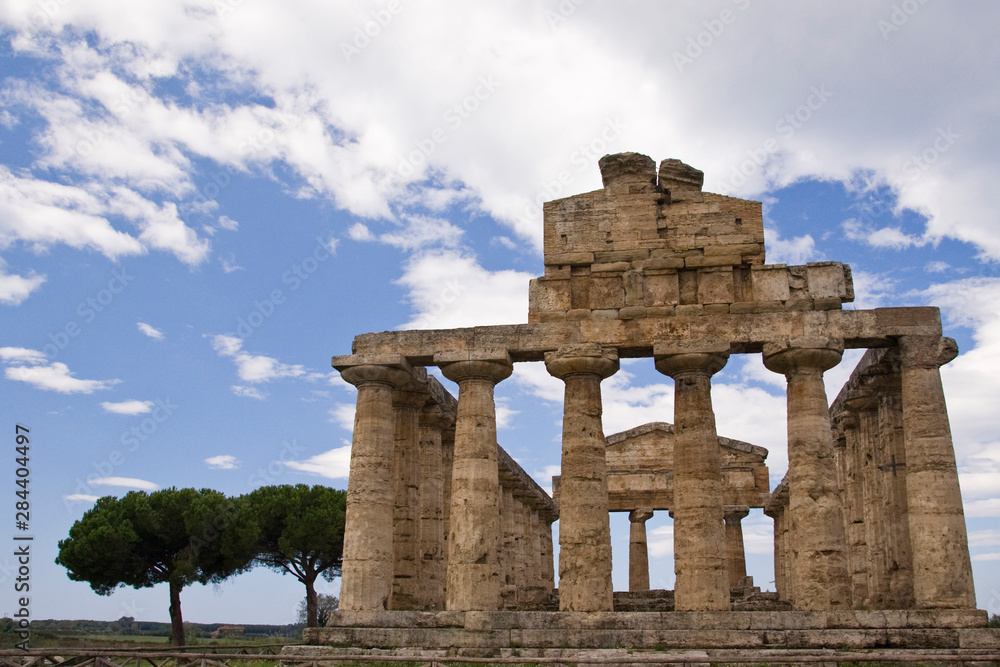 Italy, Campania, Paestum. The Temple of Ceres, the smallest of the city's three Greek temples.