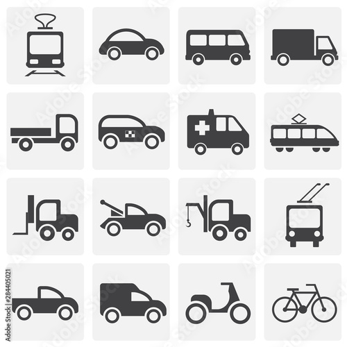 Transportation related icons set on background for graphic and web design. Simple illustration. Internet concept symbol for website button or mobile app.