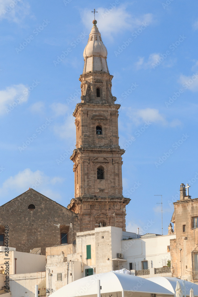Italy, Bari, Apulia, Monopoli. Bell tower of cathedral.