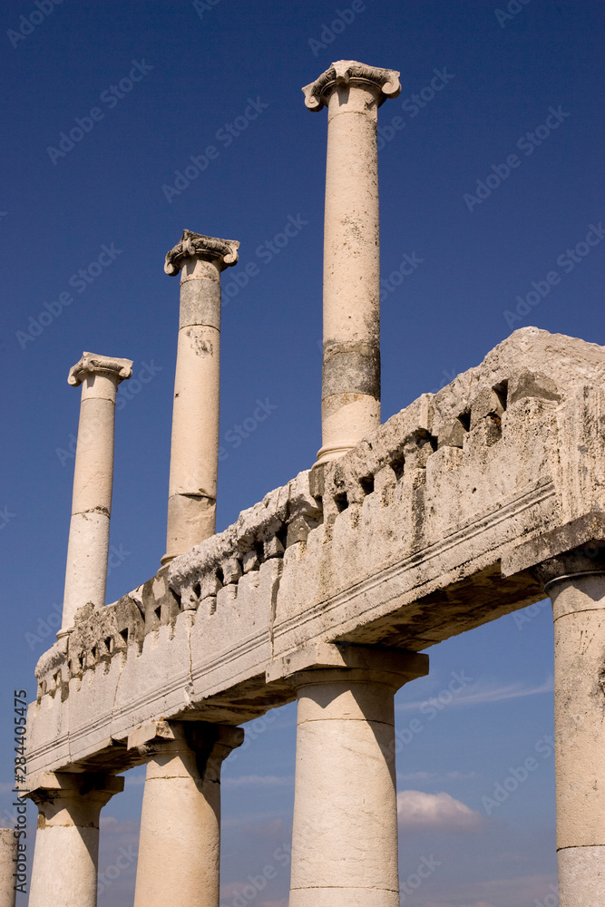 Italy, Campania, Pompeii. Column remains on the west side of the Forum.